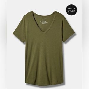 Torrid Girlfriend Signature Jersey V-Neck Tee - Olivine